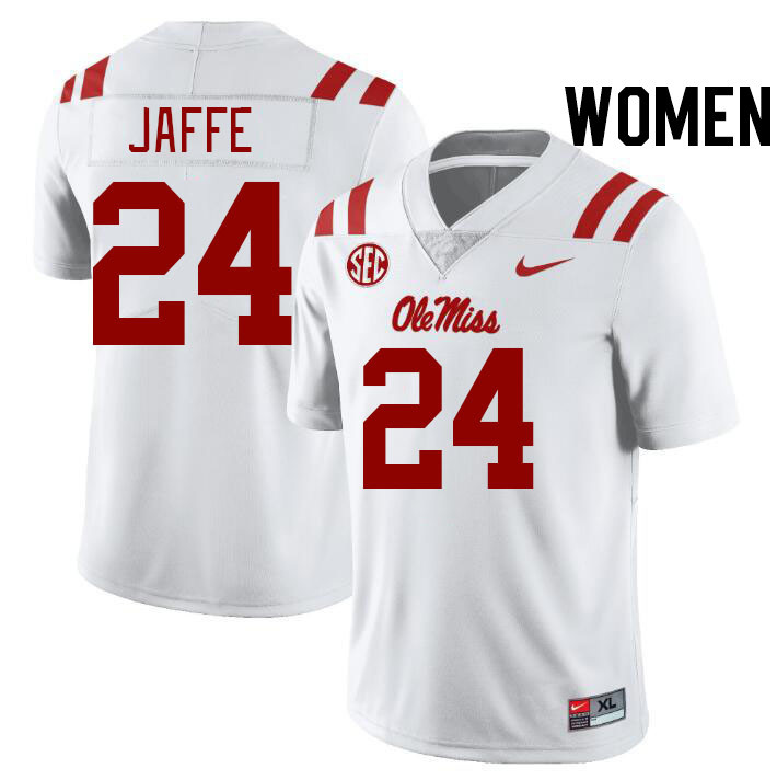 Women #24 Andy Jaffe Ole Miss Rebels College Football Jerseys Stitched-White